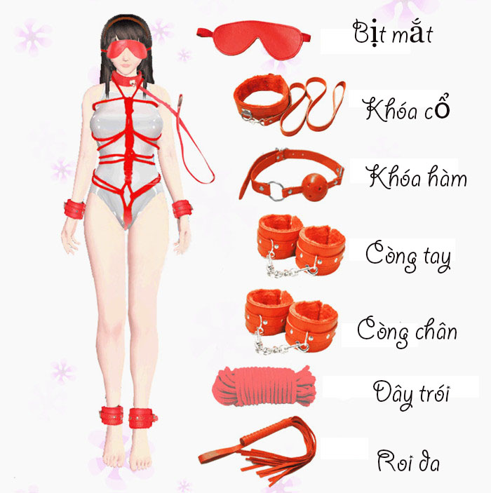H&igrave;nh ảnh tổng quan bộ đồ chơi ph&ograve;ng the 7 m&oacute;n m&agrave;u đỏ QT07