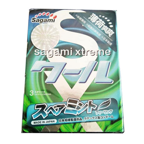 Ảnh toàn cảnh hộp bao cao su Sagami Spearmint hương bạc hà SGM05 Nhật Bản