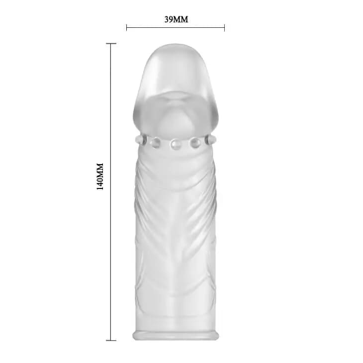 Ảnh cận cảnh chất liệu silicon bao cao su trong suốt làm to dài DC14C