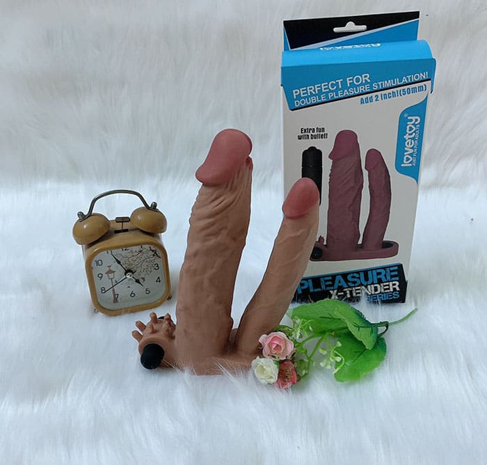 Trọn bộ sản phẩm bao đ&ocirc;n Lovetoys 2 nh&aacute;nh c&oacute; rung m&agrave;u n&acirc;u