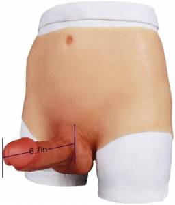 Dương vật giả liền quần da như thật