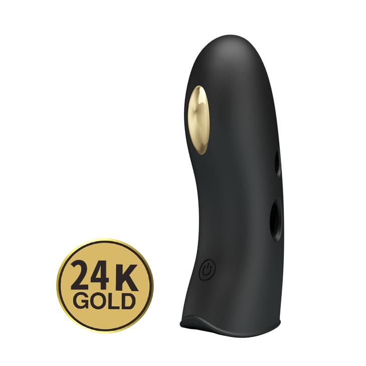 Cận cảnh chi tiết mạ vàng 24k trên ngón tay rung xung điện DC10P