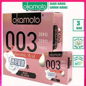 [ Giảm 30% ] Bao Cao Su Okamoto 0.03 Hyaluronic Acid Siêu Mỏng Dưỡng Ẩm Và Bôi Trơn Hộp 3 Cái