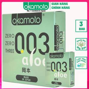 [ Giảm 30% ] Bao Cao Su Okamoto 0.03 Aloe. Tinh Chất Lô Hội Hộp 3 Cái