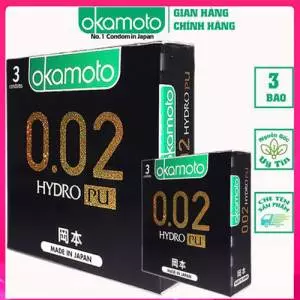 [ Combo 2 hộp ] Bao Cao su Okamoto 0.02 PU Siêu mỏng Truyền Nhiệt Nhanh Hộp 3 Cái