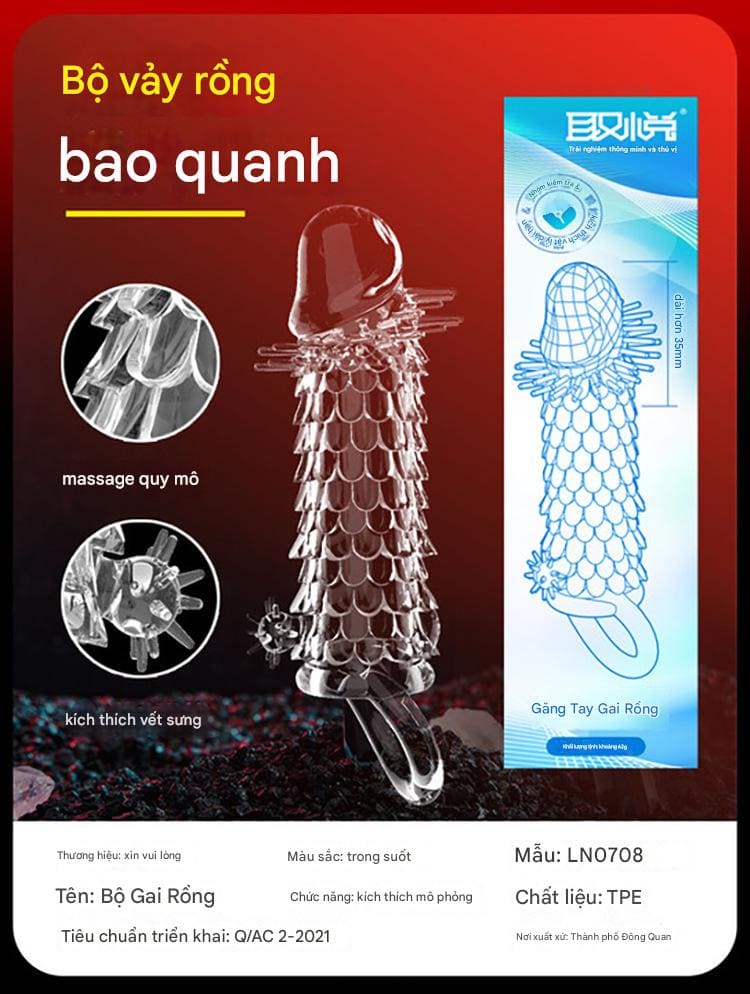 H&igrave;nh ảnh bề mặt th&acirc;n bao đ&ocirc;n thiết kế gờ vảy c&aacute; nổi 360 độ